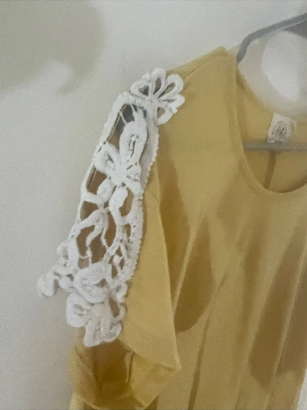 Grace & Emma Yellow Crochet Lace Cap Sleeved Top XL Boho